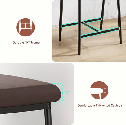 Barhocker 4er Set mit Armlehnen 66cm Braun – Moderne Tresenstühle mit Rückenlehne & Fußstütze