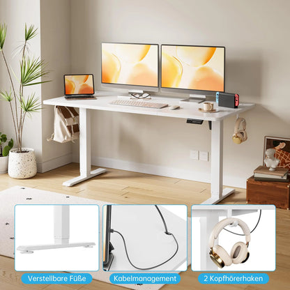 Elektrischer Höhenverstellbarer Stehschreibtisch 120-160 cm – Ergonomischer Schreibtisch mit Motor & Memory-Funktion