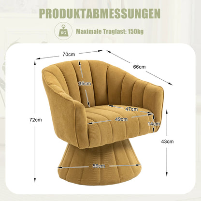 Drehsessel Beige – Modernes 360 Grad Cord Polstersessel Set mit Holzgestell bis 150kg