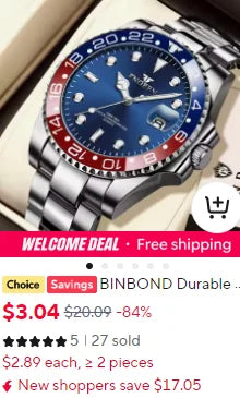 BINBOND Luxus Herrenuhr Blau – Wasserdichte Quarz Armbanduhr mit Chronograph & Datum