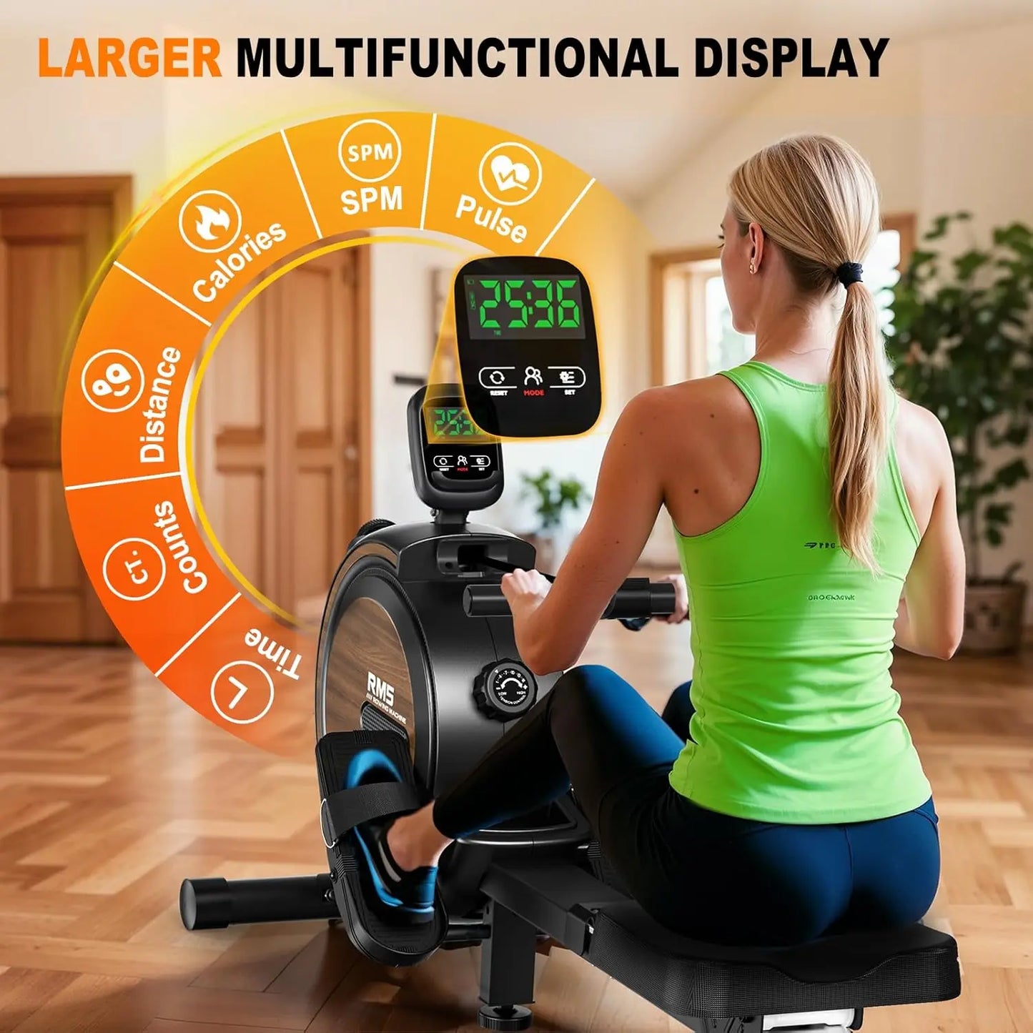 Rudermaschine Magnetbremse Bluetooth – Leises Rudergerät für Zuhause bis 150kg