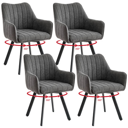 Drehbare Esszimmerstühle 2er Set Leinen – Moderne Polsterstühle mit Metalldesign & Ergo-Rückenlehne