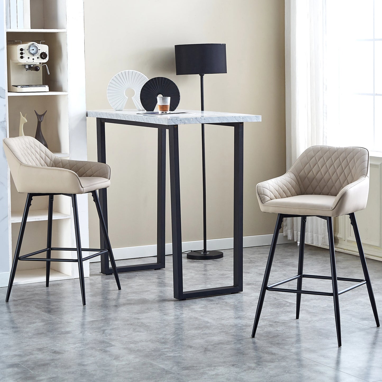Barhocker 2er Set Kunstleder Schwarz – Moderne Tresenstühle mit Rückenlehne & Fußstütze
