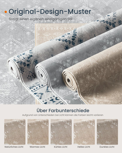 Boho Teppich 160x230cm Waschbar – Modernes Blumenmuster Kunstkaschmir Teppich Wohnzimmer