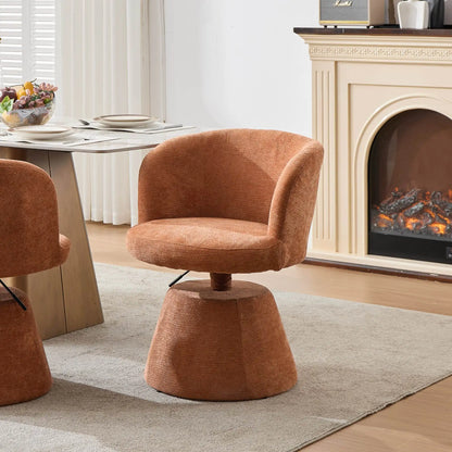Barhocker Schwungvoll Beige – Moderner Chenille Polsterstuhl Höhenverstellbar & 360 Grad Drehbar mit Metallfuß
