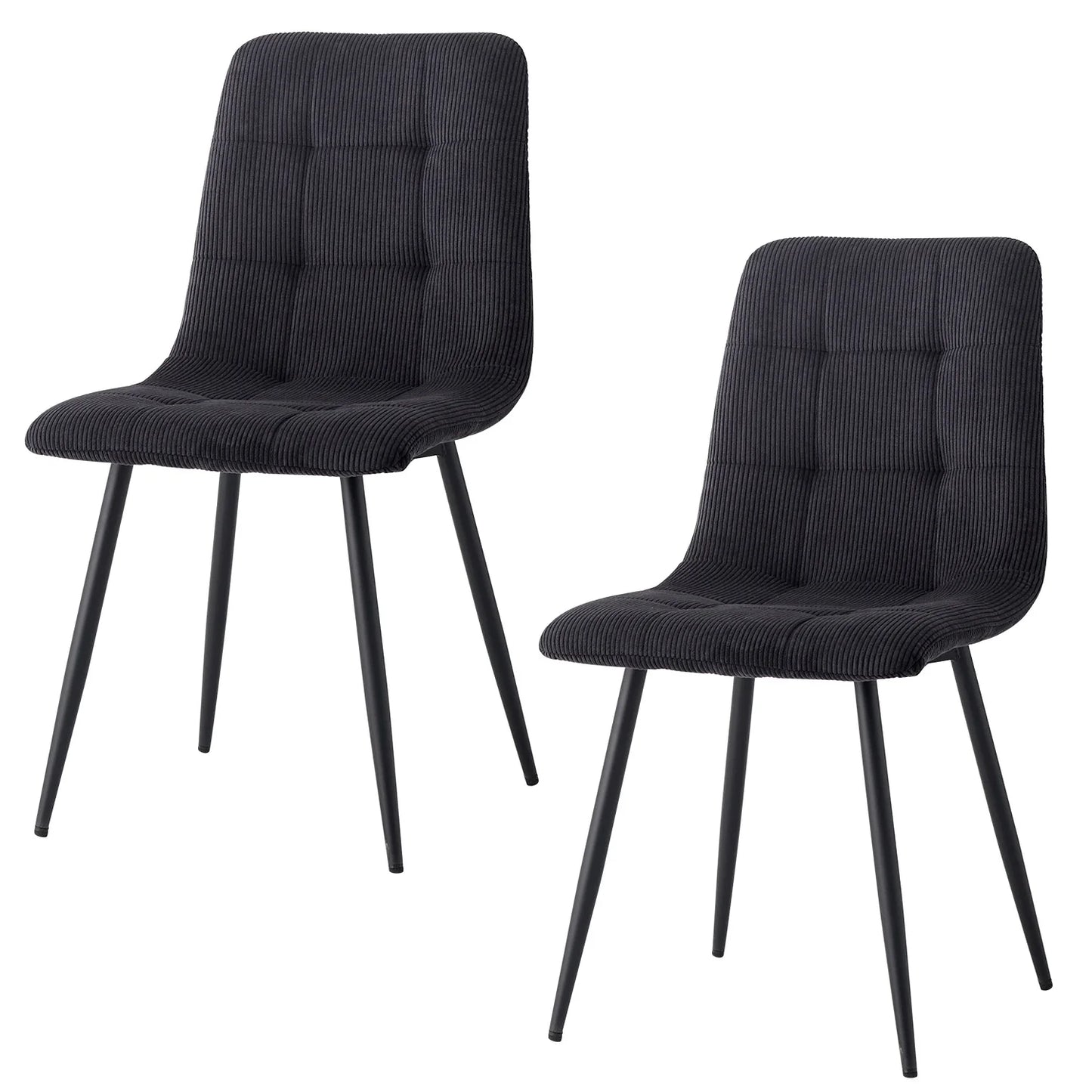 Polsterstühle Cord 2er Set Grau – Moderne Esszimmerstühle mit Metallbeinen für Küche & Wohnzimmer