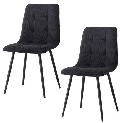 Polsterstühle Cord 2er Set Grau – Moderne Esszimmerstühle mit Metallbeinen für Küche & Wohnzimmer