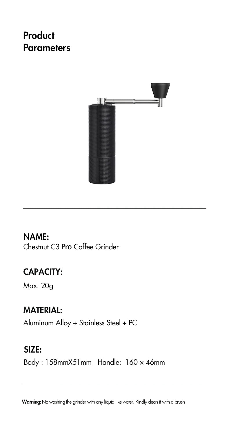 Manuelle Kaffeemühle TIMEMORE C3s Pro – Premium Edelstahl Handmühle mit Klappgriff