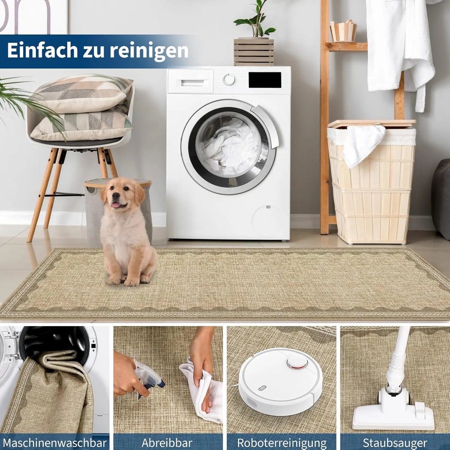 Weicher Teppich Läufer 120x170cm – Pflegeleichter Vorleger für Wohnzimmer & Schlafzimmer