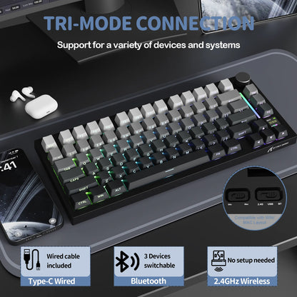 Gaming Tastatur Kabellos 75% – Attack Shark X820 Ultra Mechanical Keyboard mit TFT Display, RGB & Gasket Mount