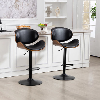 Barhocker 2er Set Formholz Schwarz – Premium Tresenstühle Höhenverstellbar & 360° Drehbar