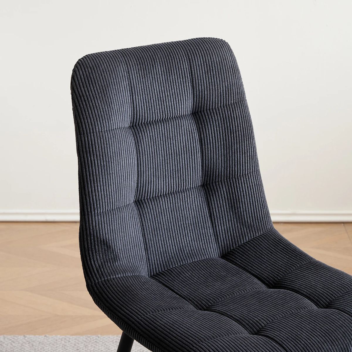 Polsterstühle Cord 2er Set Grau – Moderne Esszimmerstühle mit Metallbeinen für Küche & Wohnzimmer