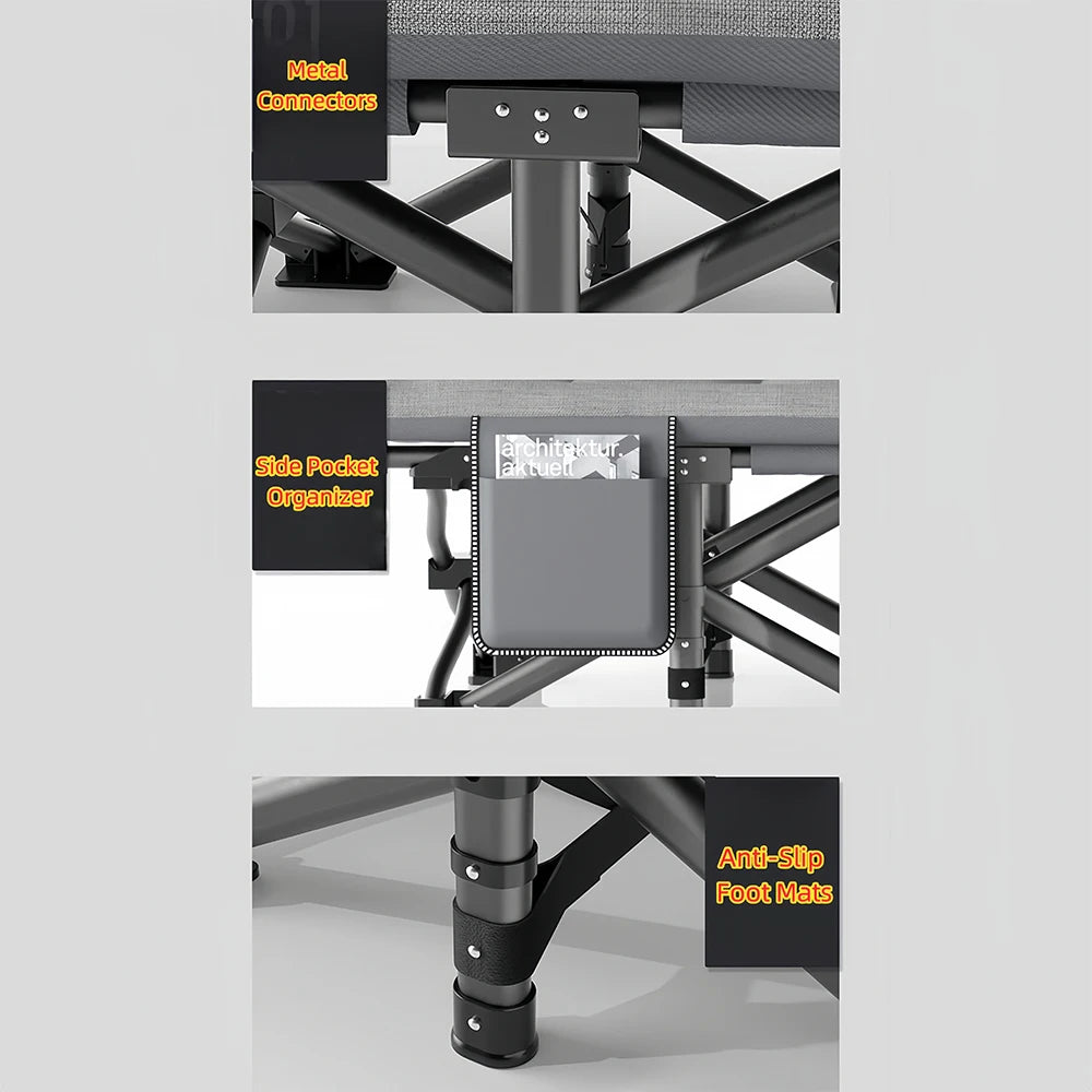 Sonnenliege Klappbar mit Kissen – Robustes Feldbett & Campingliege aus Metall bis 150kg