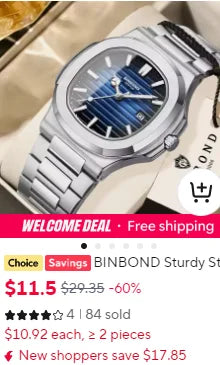 BINBOND Luxus Herrenuhr Blau – Wasserdichte Quarz Armbanduhr mit Chronograph & Datum