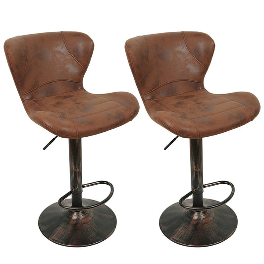 Höhenverstellbarer Barhocker 2er Set Kunstleder – Drehbarer Tresenstuhl Retro Braun