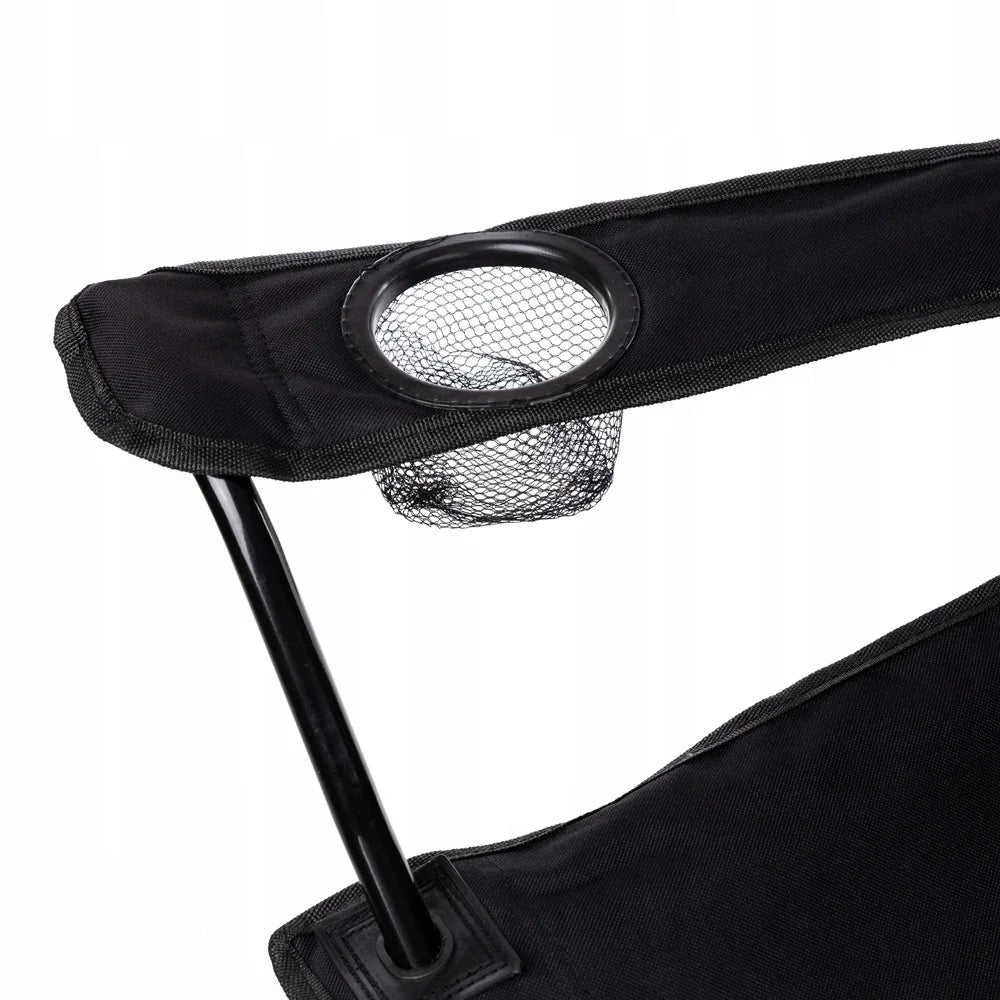 Campingstuhl Klappbar Schwarz – Moderner Faltstuhl mit Getraenkehalter & Tragetasche fuer Outdoor & Camping bis 100kg