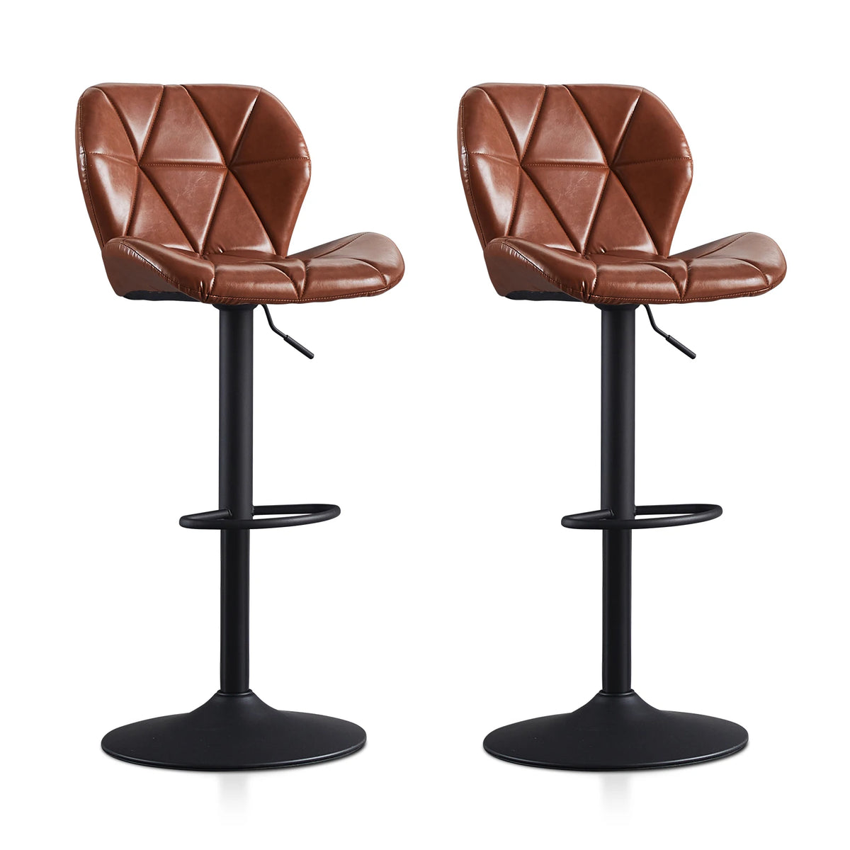 Höhenverstellbarer Barhocker 2er Set Kunstleder Retro – Drehbarer Tresenstuhl mit Rückenlehne