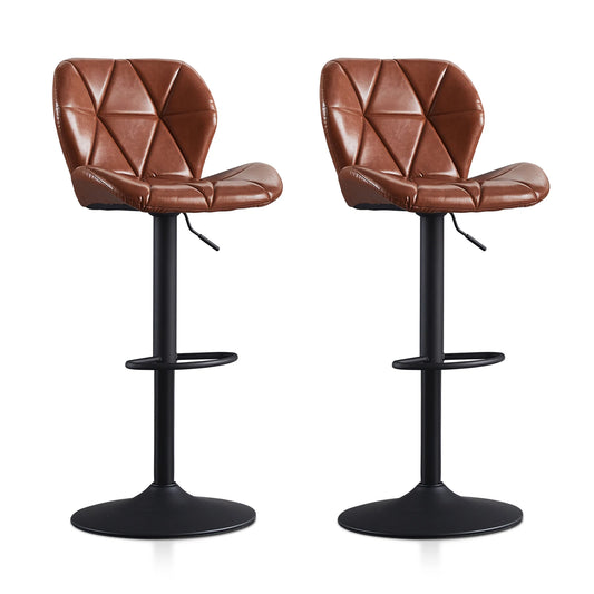 Höhenverstellbarer Barhocker 2er Set Kunstleder Retro – Drehbarer Tresenstuhl mit Rückenlehne
