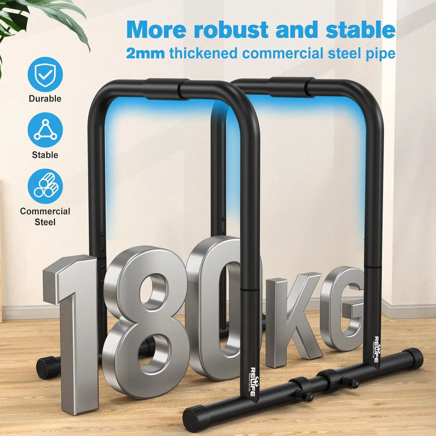 Höhenverstellbare Barrenstation für Calisthenics – Stabile Dips Station aus Stahl bis 180kg