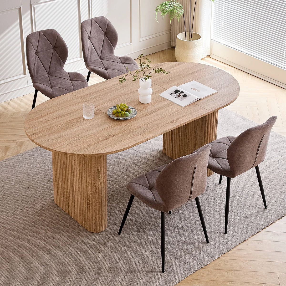 Ovaler Esstisch Holzoptik 160x90cm – Moderner Küchentisch aus MDF für 6 Personen