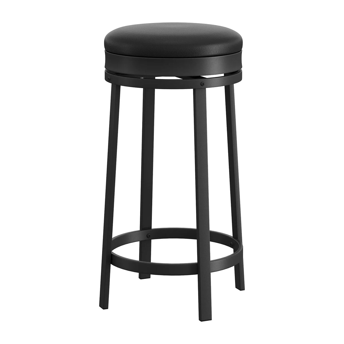 24'' Swivel Bar Stools Backless Modern Counter Height Barstools with PU Leather Upholstered and Metal Frame for Kitchen Island