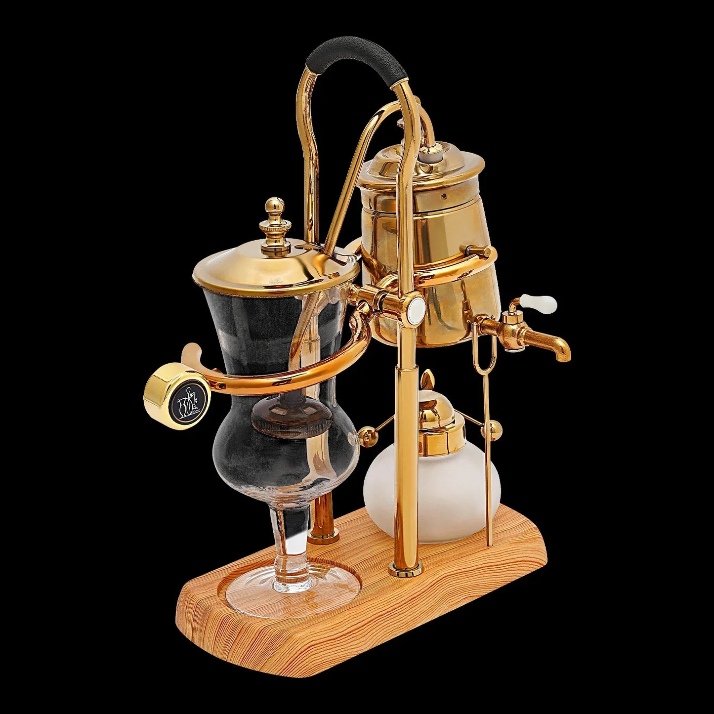 Belgische Siphon Kaffeemaschine Gold – Royale Belgische Kaffee-Siphon aus Edelstahl & Borosilikatglas