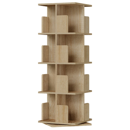 Drehbares Bücherregal Weiß 4 Etagen 128 cm – Standregal 360 Grad Drehbar Raumteiler
