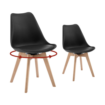 Esszimmerstühle 2er Set Drehbar – Moderner Polsterstuhl aus Kunstleder & Massivholz