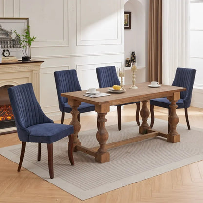 Esszimmerstuhl 2er Set Beige – Modernes Polsterstuhl Set aus Samt mit Nietenverzierung, Knopfung & Holzbeinen bis 127kg