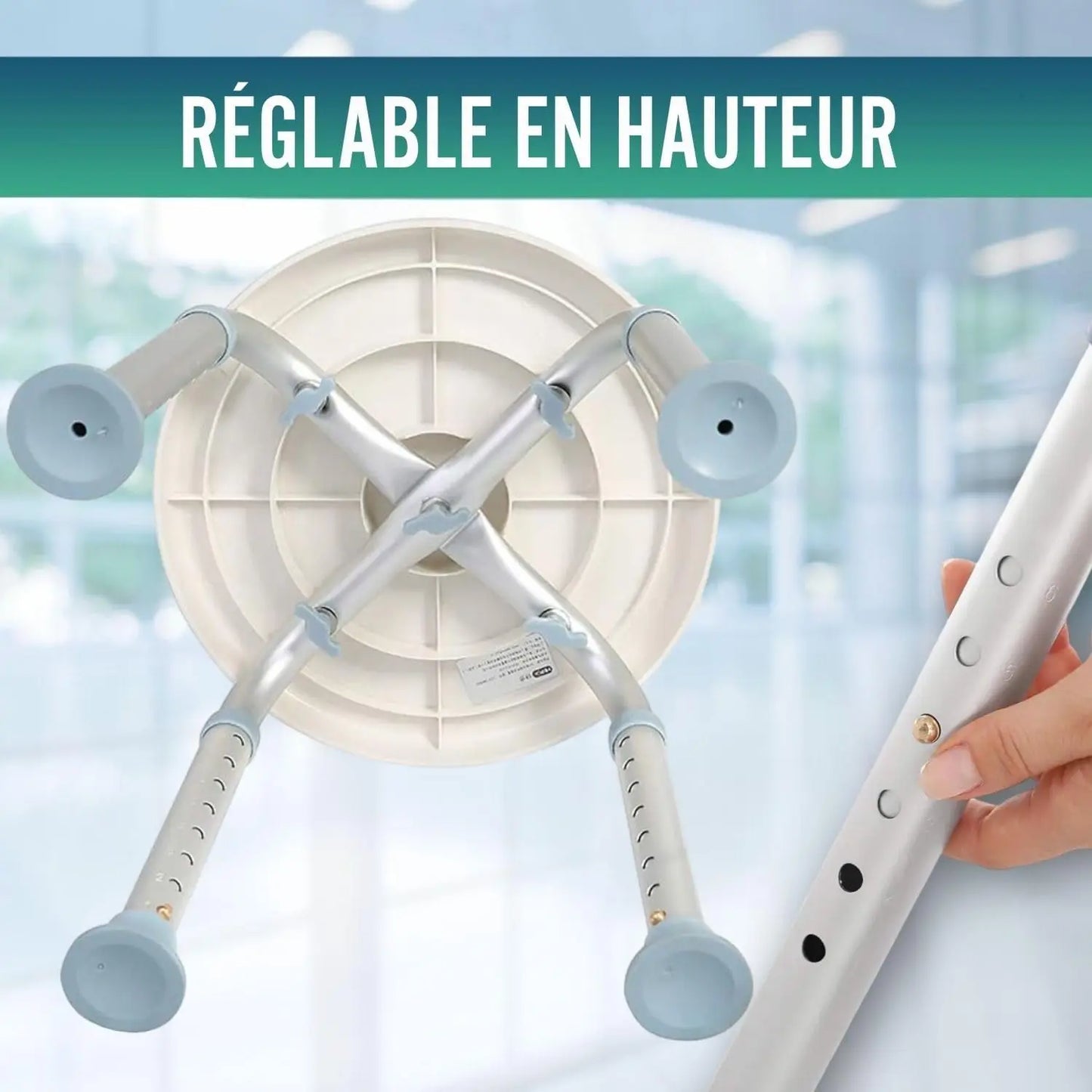 Duschhocker Höhenverstellbar Drehbar 136kg – Ergonomischer Duschstuhl für Senioren