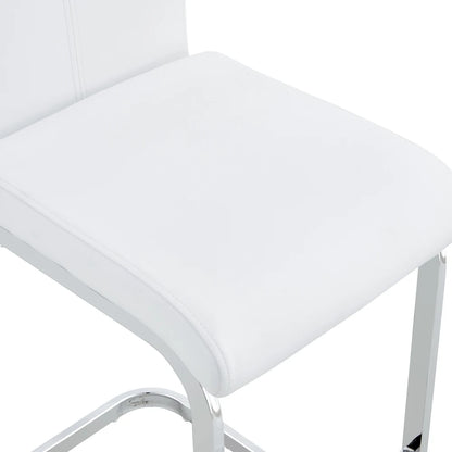 Barhocker 2er Set Silber Weiß – Freischwinger Tresenstühle aus Kunstleder & Metall