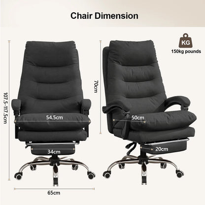 Buerostuhl Ergonomisch Schwarz – Netz Drehstuhl mit Fussstütze & Verstellbarer Lendenstuetze fuer Schreibtisch & Homeoffice