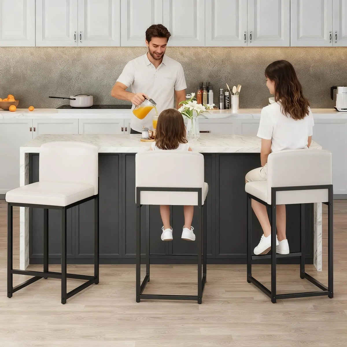 Barhocker 2er Set Kunstleder – Ergonomischer Stuhlsatz mit Polsterung & Metallrahmen