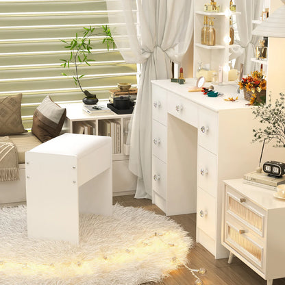 Schminkstuhl Weiß Holz MDF – Moderner Hocker Gepolstert für Frisiertisch & Schlafzimmer