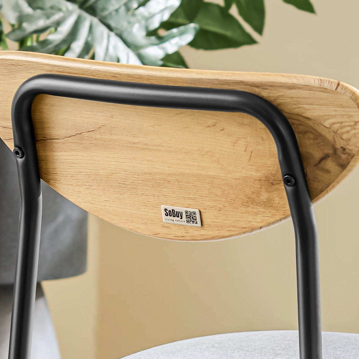 Esstisch Set 5-teilig Holzoptik Natur – Kompakter Esstisch mit 4 Polsterstühlen für die Küche