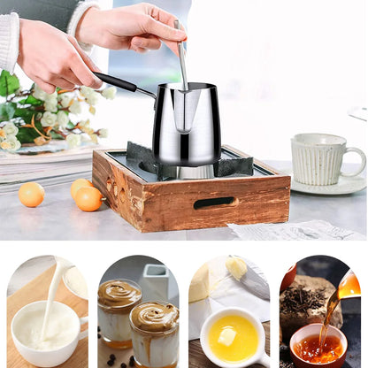 Türkisches Kaffeekännchen Edelstahl 600ml – Ibrik & Milchaufschäumkännchen mit Stiel