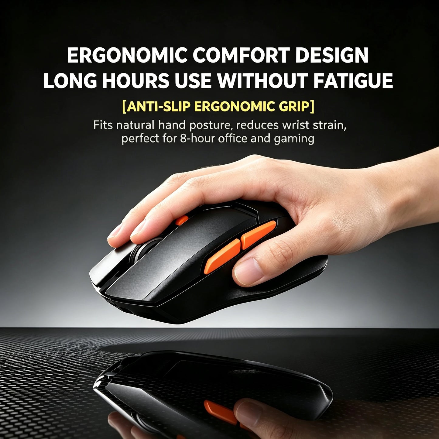Ergonomische Funkmaus Kabellos – Leise Bluetooth & 2.4GHz PC Maus mit LED Akkuanzeige & 6400 DPI