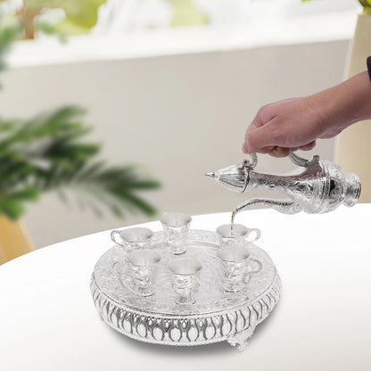 Königliches Vintage Tee-Set Silber 8-teilig – Elegantes Teeservice mit Serviertablett