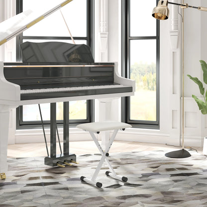 Klavierhocker Höhenverstellbar X-Rahmen 37-47cm – Faltbare Sitzbank Piano Stuhl Schwarz