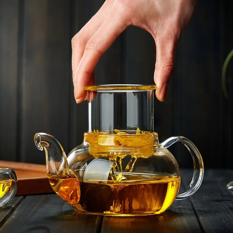 Glaskanne mit Siebeinsatz 1000ml – Hitzebeständige Teekanne aus Borosilikatglas