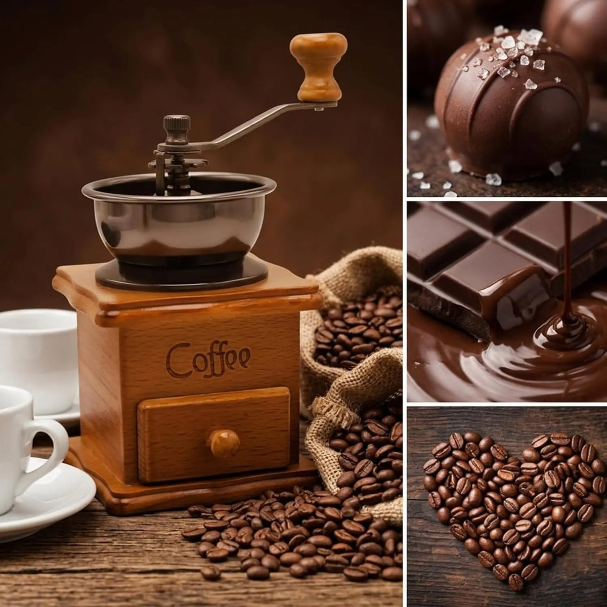 Manuelle Kaffeemühle im Vintage-Design – Klassische Handmühle mit Keramik-Mahlwerk
