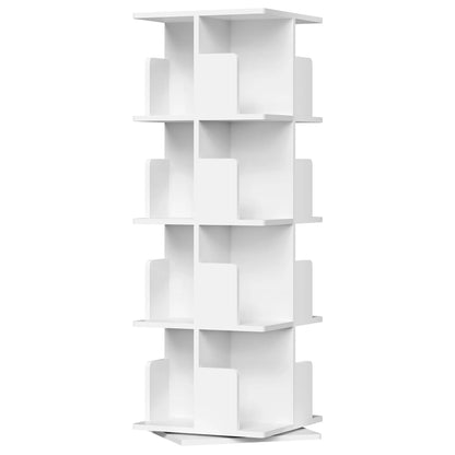 Drehbares Bücherregal Weiß 4 Etagen 128 cm – Standregal 360 Grad Drehbar Raumteiler