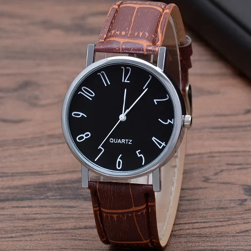 Herren Armbanduhr Schwarz Lederarmband – Minimalistische Analog Quarz Uhr
