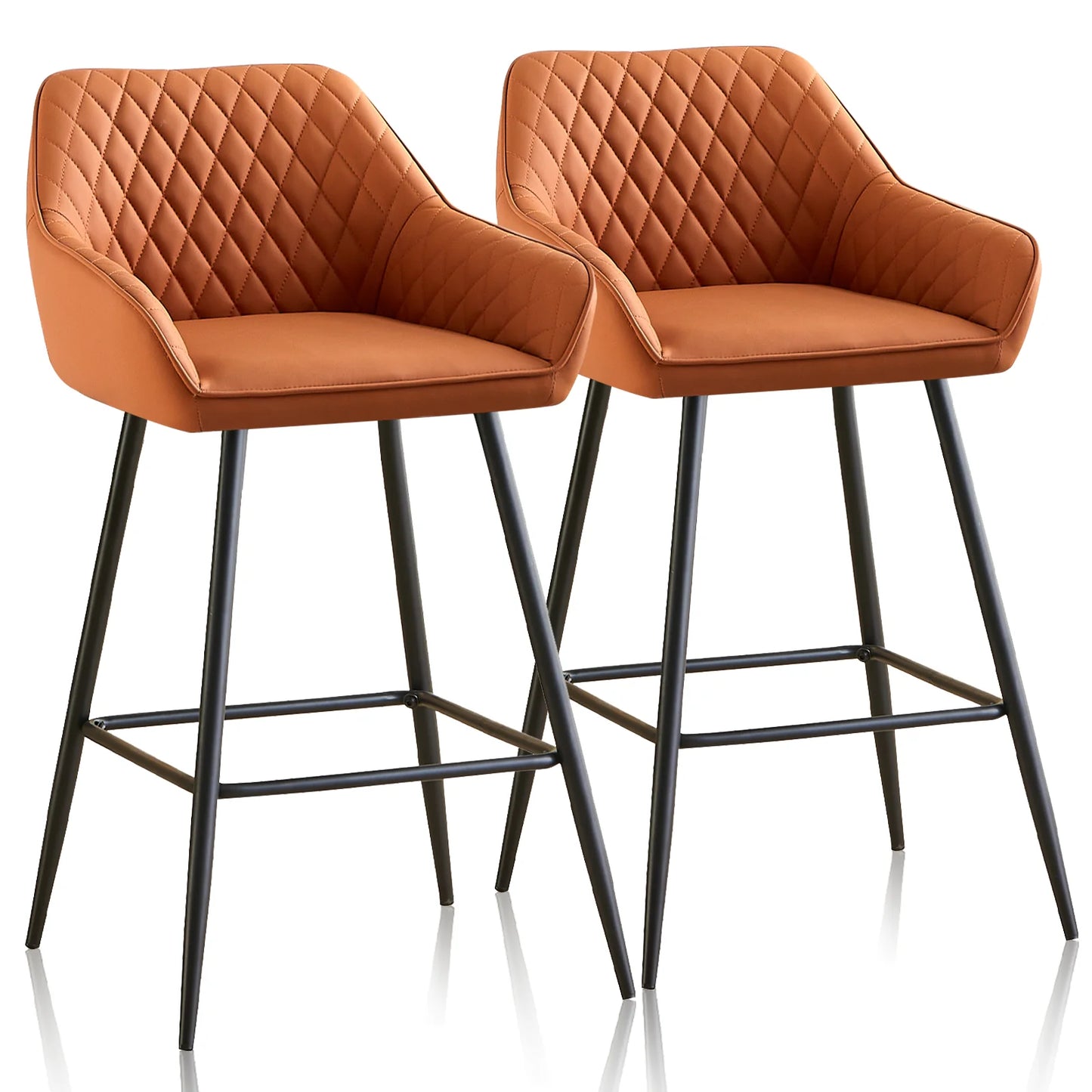 Barhocker 2er Set Kunstleder Schwarz – Moderne Tresenstühle mit Rückenlehne & Fußstütze