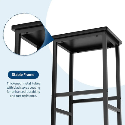 Bartisch Set 3-teilig mit 2 Hockern & Stauraum – Kompakte Sitzgruppe aus Metall & MDF