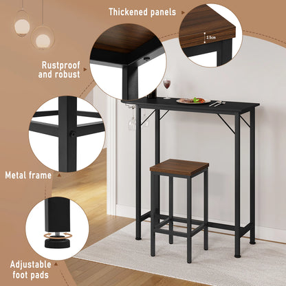 Barhocker 2er Set Industrie-Design 65cm – Kompakter Tresenstuhl aus Metall & Holz bis 120kg