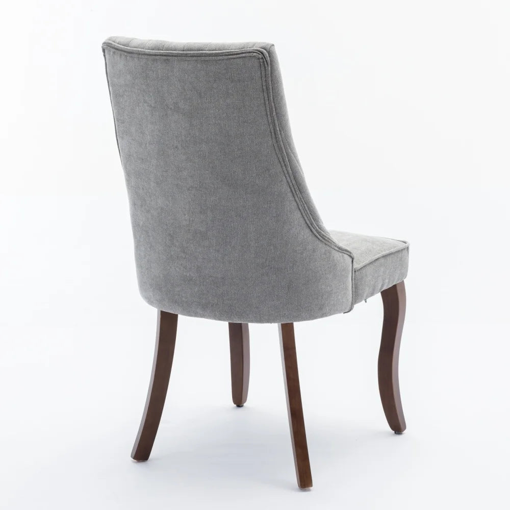 Esszimmerstuhl 2er Set Beige – Modernes Polsterstuhl Set aus Samt mit Nietenverzierung, Knopfung & Holzbeinen bis 127kg