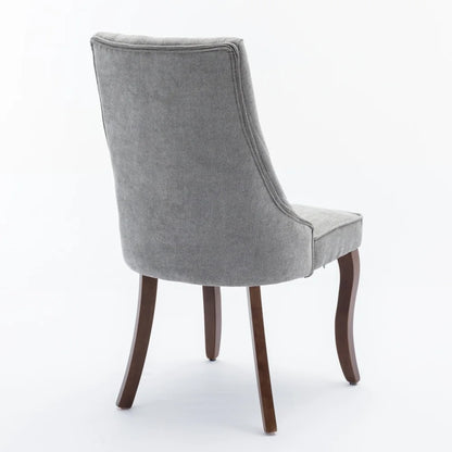 Esszimmerstuhl 2er Set Beige – Modernes Polsterstuhl Set aus Samt mit Nietenverzierung, Knopfung & Holzbeinen bis 127kg