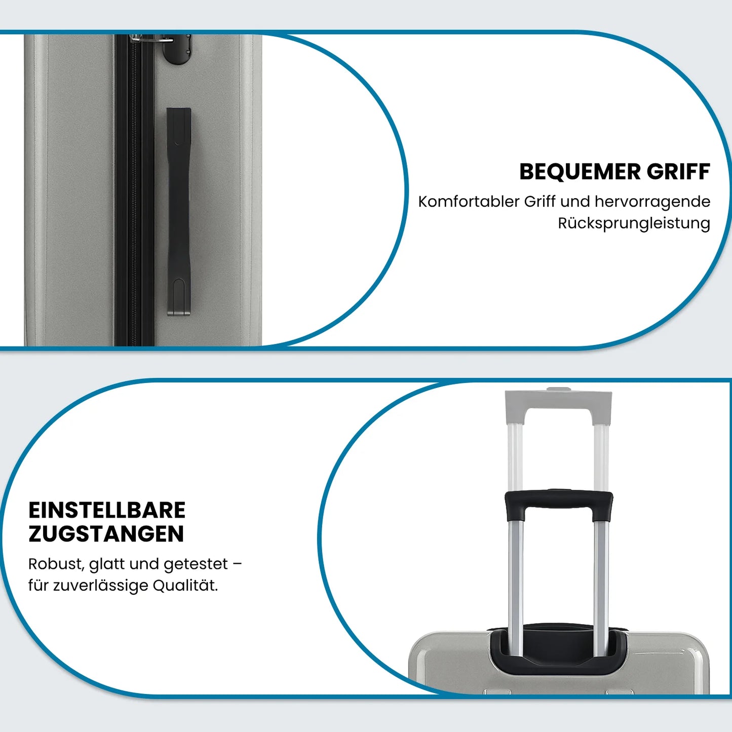 Kofferset 4-teilig Hartschale Schwarz – Robustes Koffer Set mit Zahlenschloss & 360 Rollen