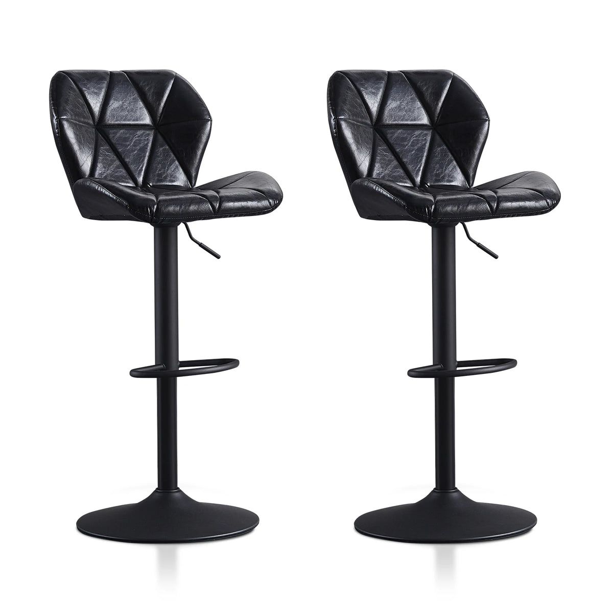 Höhenverstellbarer Barhocker 2er Set Kunstleder Retro – Drehbarer Tresenstuhl mit Rückenlehne